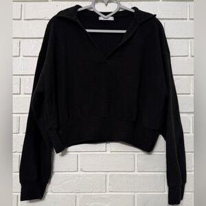 Trés Bien Black Cropped Lounge Sweatshirt Small